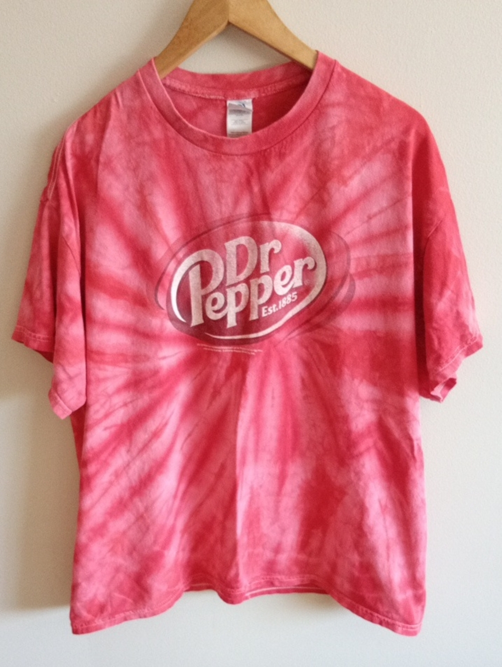 Dr Pepper Tie-Dye Tee Size XL Pink Red